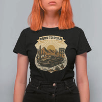 Vintage Muscle Car Route Highway 66 T Shirt For Women Born To Roam Road Trip