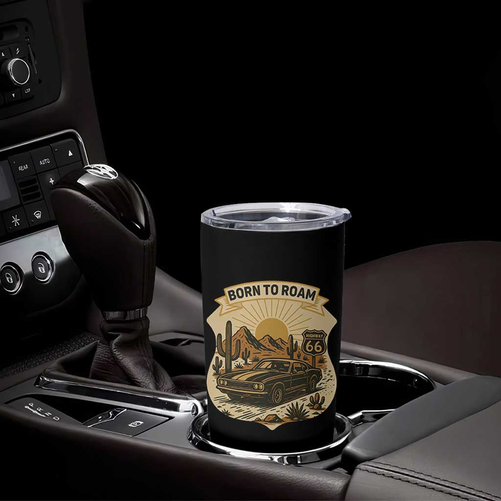 Vintage Muscle Car Route Highway 66 Tumbler Cup Born To Roam Road Trip