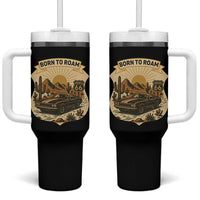 Vintage Muscle Car Route Highway 66 Tumbler With Handle Born To Roam Road Trip
