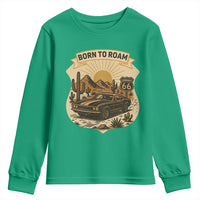 Vintage Muscle Car Route Highway 66 Youth Sweatshirt Born To Roam Road Trip