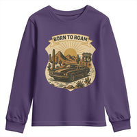 Vintage Muscle Car Route Highway 66 Youth Sweatshirt Born To Roam Road Trip