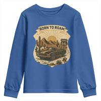 Vintage Muscle Car Route Highway 66 Youth Sweatshirt Born To Roam Road Trip