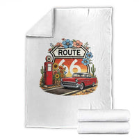Retro Route Highway 66 Throw Blanket Boho Wildflower Americana Floral
