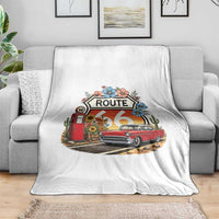Retro Route Highway 66 Throw Blanket Boho Wildflower Americana Floral
