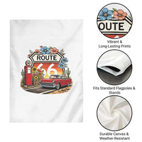Retro Route Highway 66 Garden Flag Boho Wildflower Americana Floral