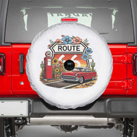 Retro Route Highway 66 Spare Tire Cover Boho Wildflower Americana Floral