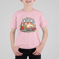 Retro Route Highway 66 T Shirt For Kid Boho Wildflower Americana Floral