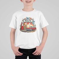 Retro Route Highway 66 T Shirt For Kid Boho Wildflower Americana Floral