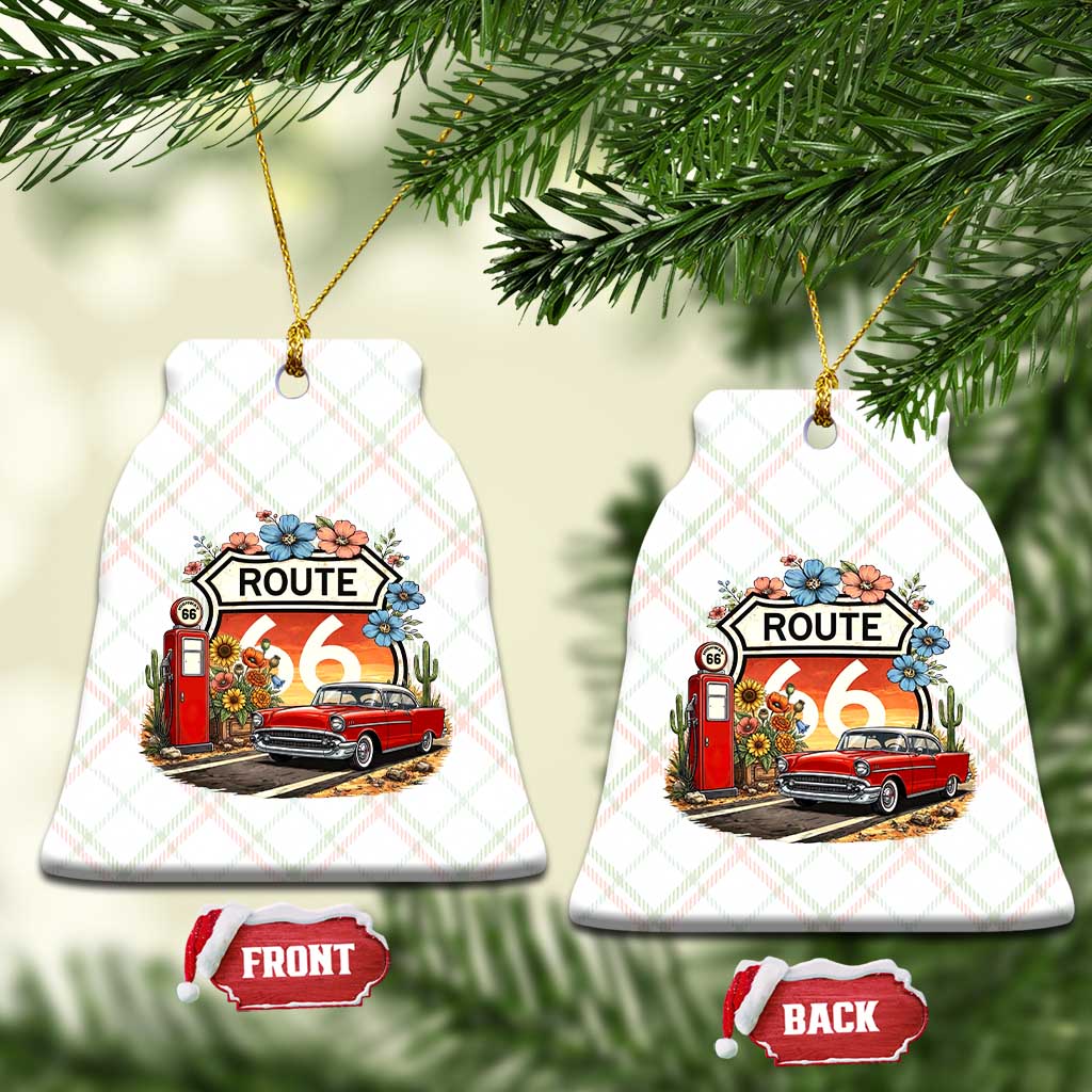 Retro Route Highway 66 Ceramic Ornament Boho Wildflower Americana Floral