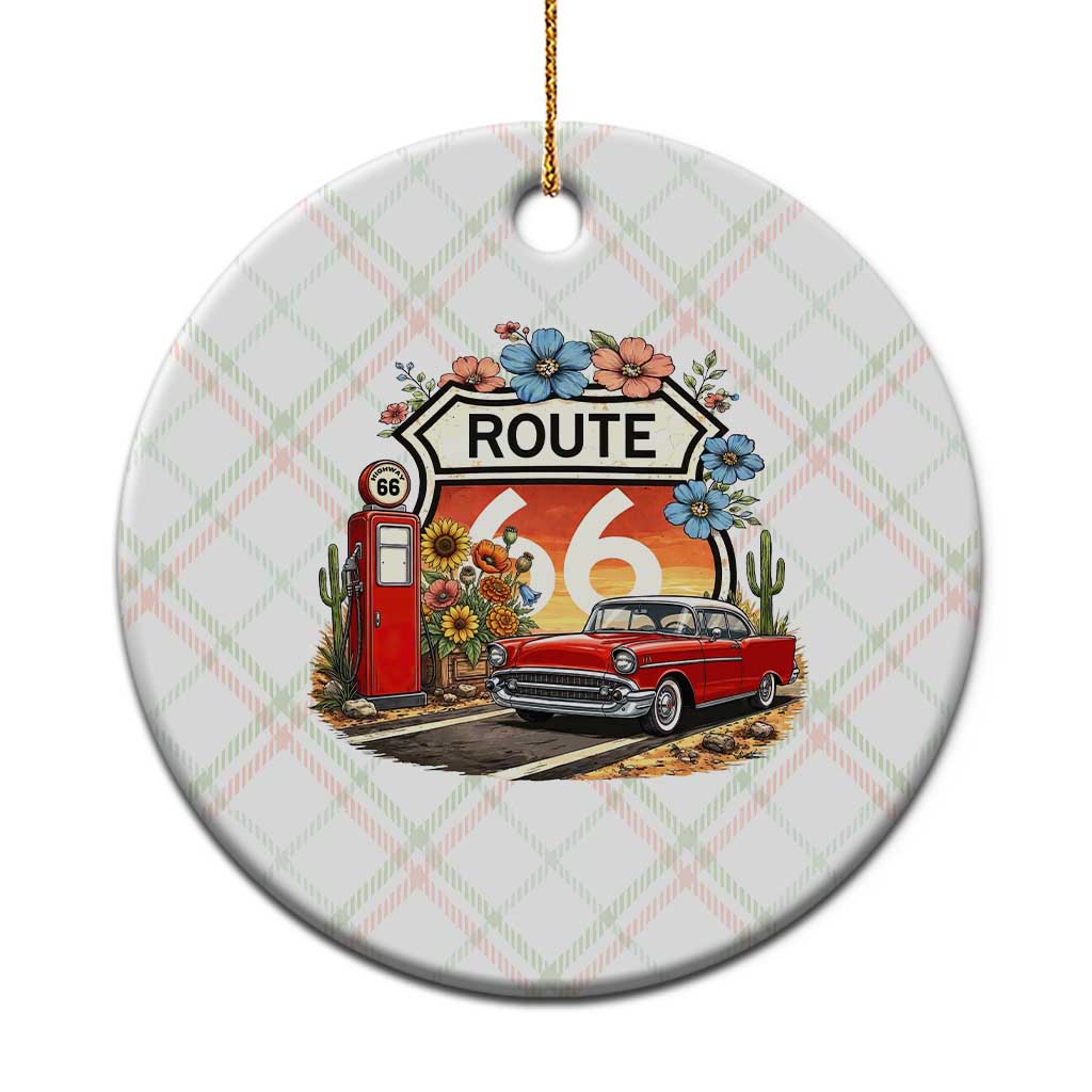 Retro Route Highway 66 Ceramic Ornament Boho Wildflower Americana Floral