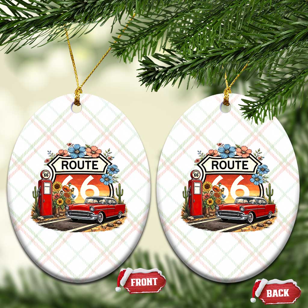 Retro Route Highway 66 Ceramic Ornament Boho Wildflower Americana Floral