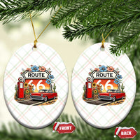 Retro Route Highway 66 Ceramic Ornament Boho Wildflower Americana Floral