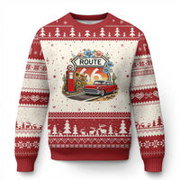 Retro Route Highway 66 Ugly Christmas Sweater Boho Wildflower Americana Floral