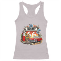 Retro Route Highway 66 Racerback Tank Top Boho Wildflower Americana Floral