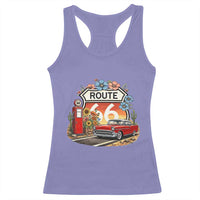 Retro Route Highway 66 Racerback Tank Top Boho Wildflower Americana Floral