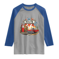 Retro Route Highway 66 Raglan Shirt Boho Wildflower Americana Floral