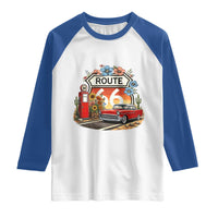 Retro Route Highway 66 Raglan Shirt Boho Wildflower Americana Floral