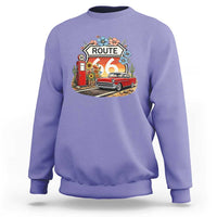 Retro Route Highway 66 Sweatshirt Boho Wildflower Americana Floral