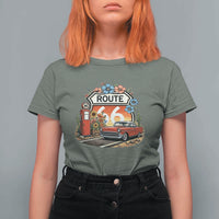 Retro Route Highway 66 T Shirt For Women Boho Wildflower Americana Floral