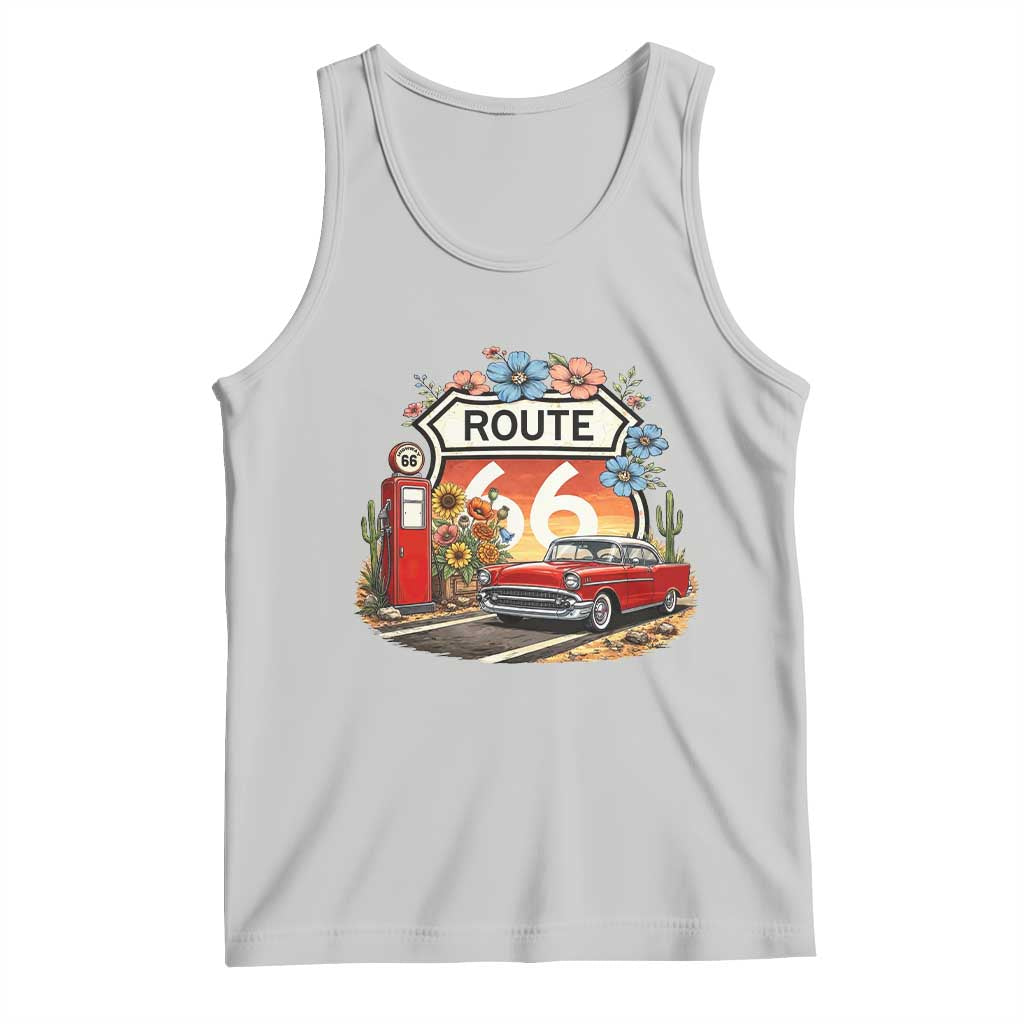 Retro Route Highway 66 Tank Top Boho Wildflower Americana Floral