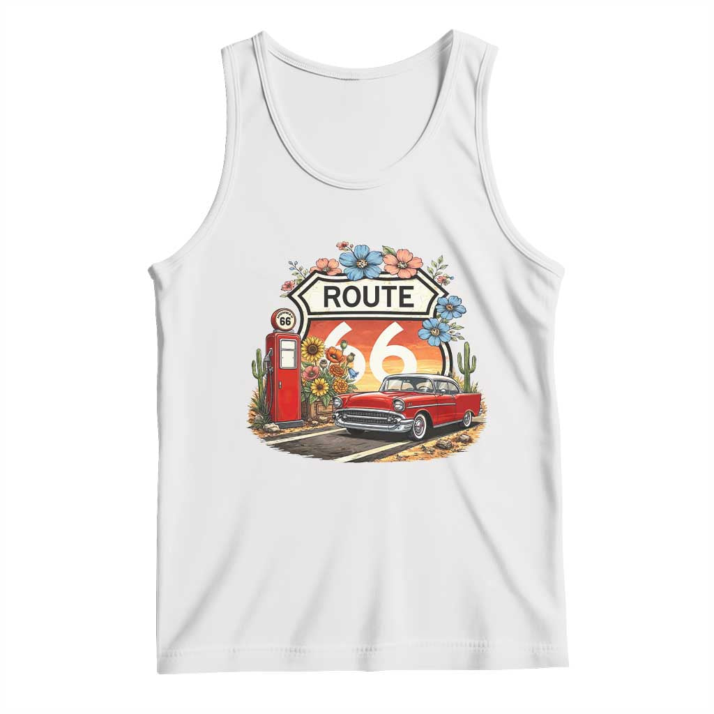 Retro Route Highway 66 Tank Top Boho Wildflower Americana Floral