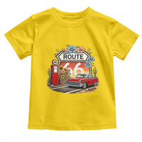 Retro Route Highway 66 Toddler T Shirt Boho Wildflower Americana Floral