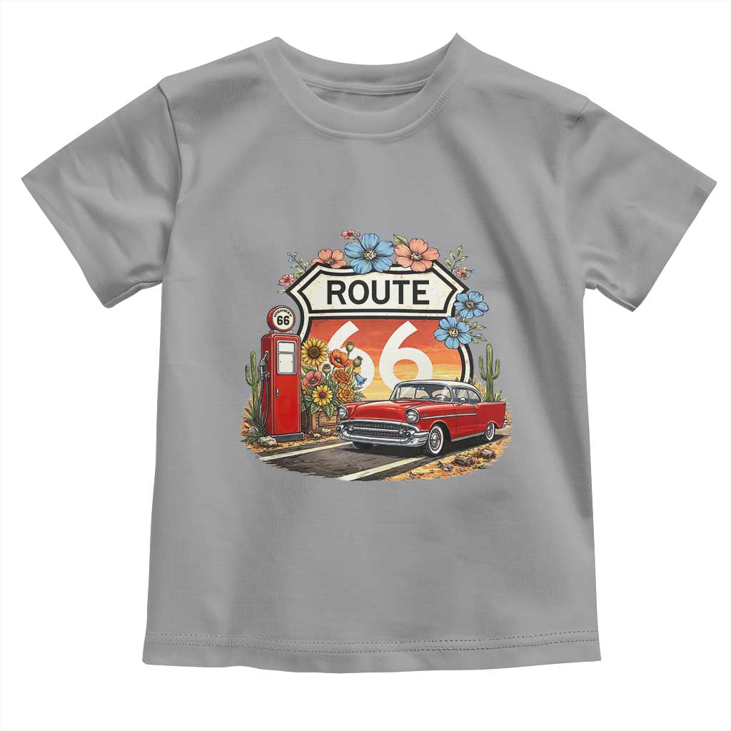 Retro Route Highway 66 Toddler T Shirt Boho Wildflower Americana Floral