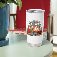 Retro Route Highway 66 Tumbler Cup Boho Wildflower Americana Floral