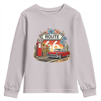 Retro Route Highway 66 Youth Sweatshirt Boho Wildflower Americana Floral