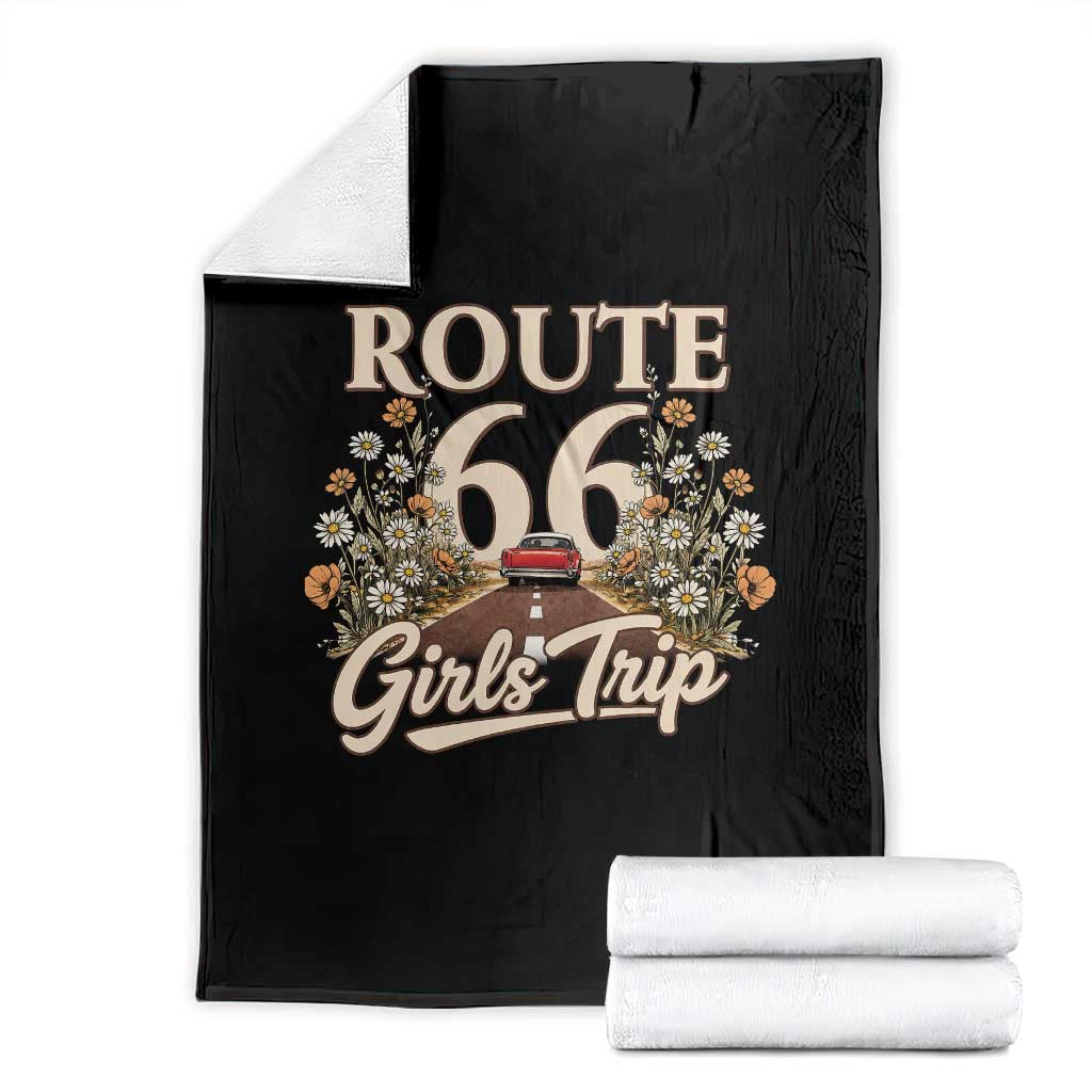 Retro Floral Route Highway 66 Girls Trip Road Trip Throw Blanket