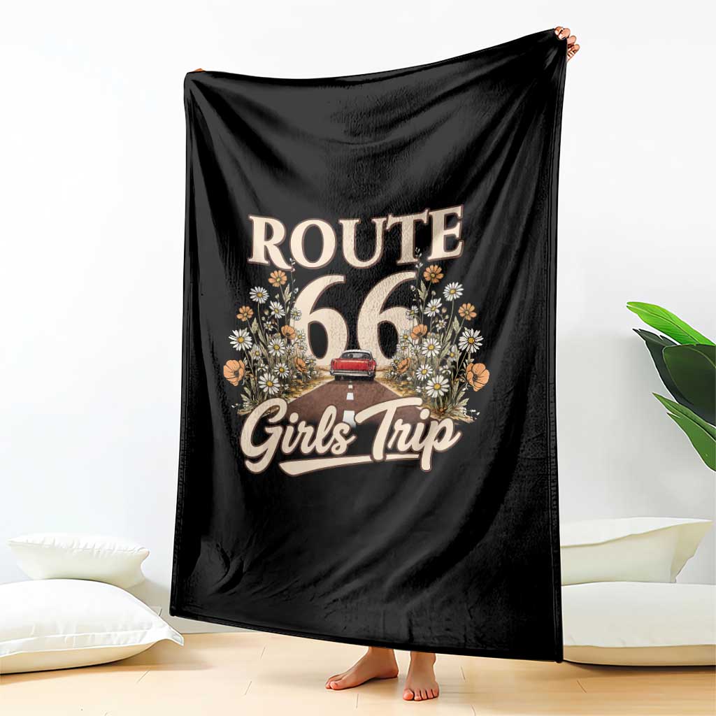 Retro Floral Route Highway 66 Girls Trip Road Trip Throw Blanket
