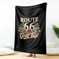 Retro Floral Route Highway 66 Girls Trip Road Trip Throw Blanket