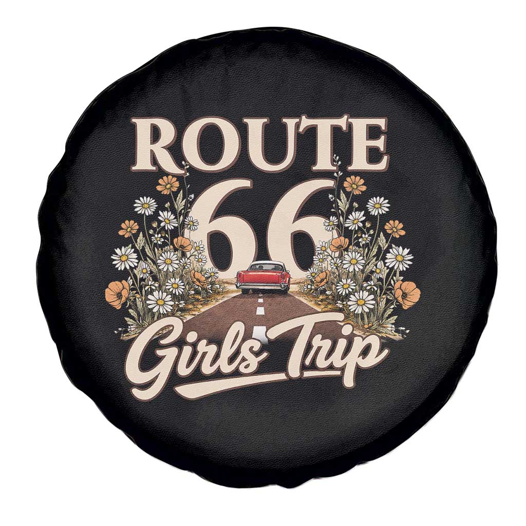 Retro Floral Route Highway 66 Girls Trip Road Trip Spare Tire Cover