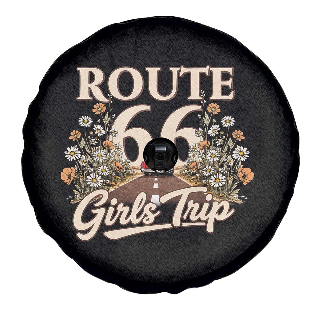 Retro Floral Route Highway 66 Girls Trip Road Trip Spare Tire Cover
