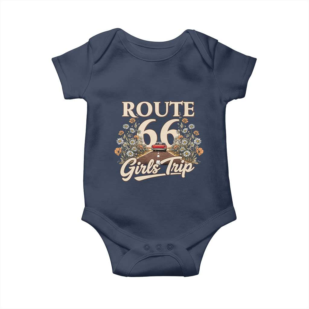 Retro Floral Route Highway 66 Girls Trip Road Trip Baby Onesie