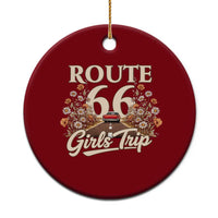 Retro Floral Route Highway 66 Girls Trip Road Trip Ceramic Ornament