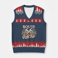 Retro Floral Route Highway 66 Girls Trip Road Trip V-Neck Knit Sweater Vest