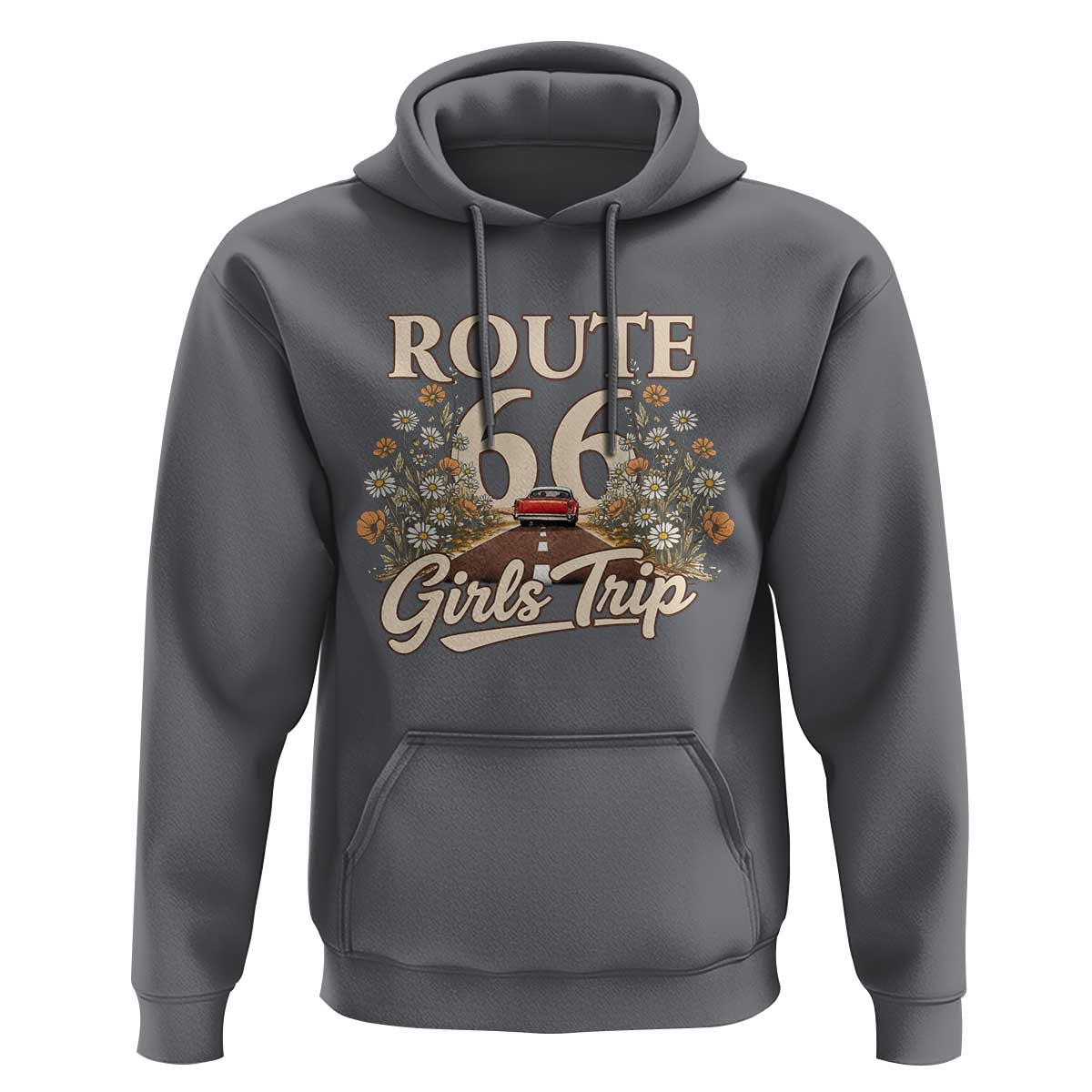 Retro Floral Route Highway 66 Girls Trip Road Trip Hoodie