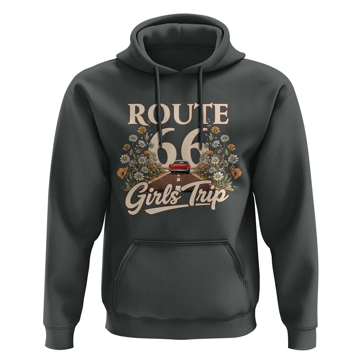 Retro Floral Route Highway 66 Girls Trip Road Trip Hoodie