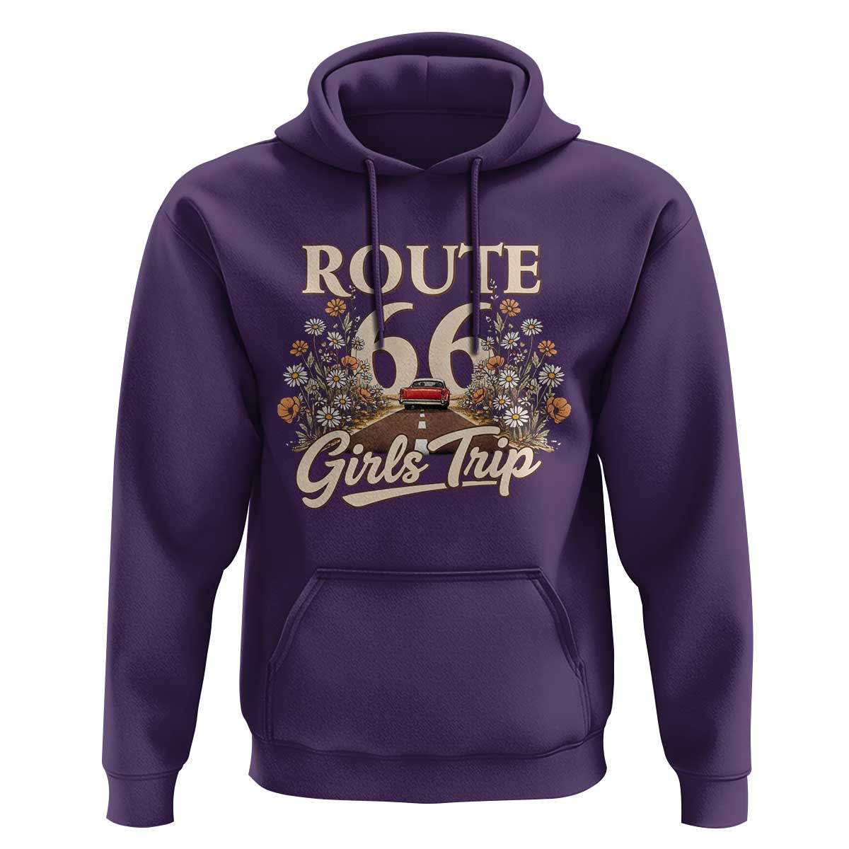 Retro Floral Route Highway 66 Girls Trip Road Trip Hoodie