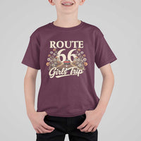 Retro Floral Route Highway 66 Girls Trip Road Trip T Shirt For Kid
