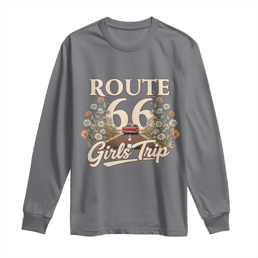 Retro Floral Route Highway 66 Girls Trip Road Trip Long Sleeve Shirt