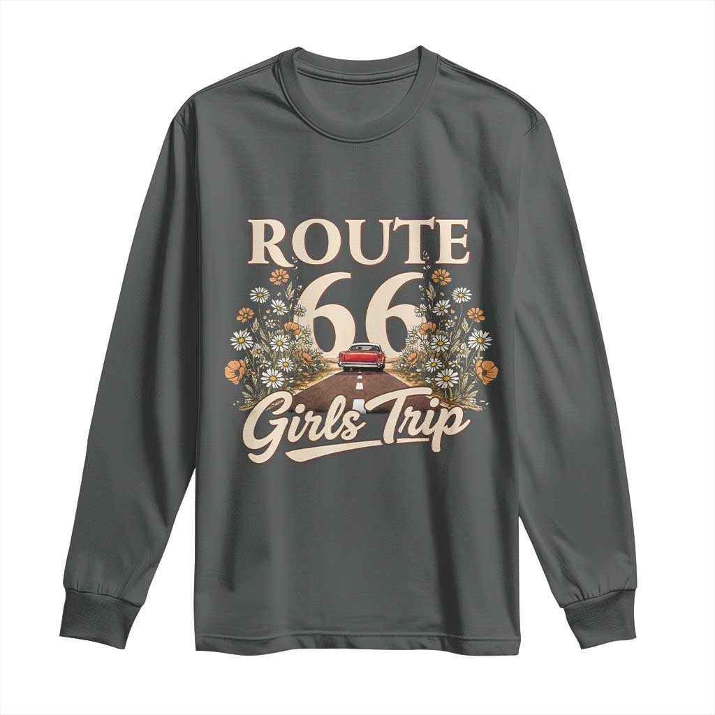 Retro Floral Route Highway 66 Girls Trip Road Trip Long Sleeve Shirt
