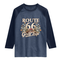 Retro Floral Route Highway 66 Girls Trip Road Trip Raglan Shirt