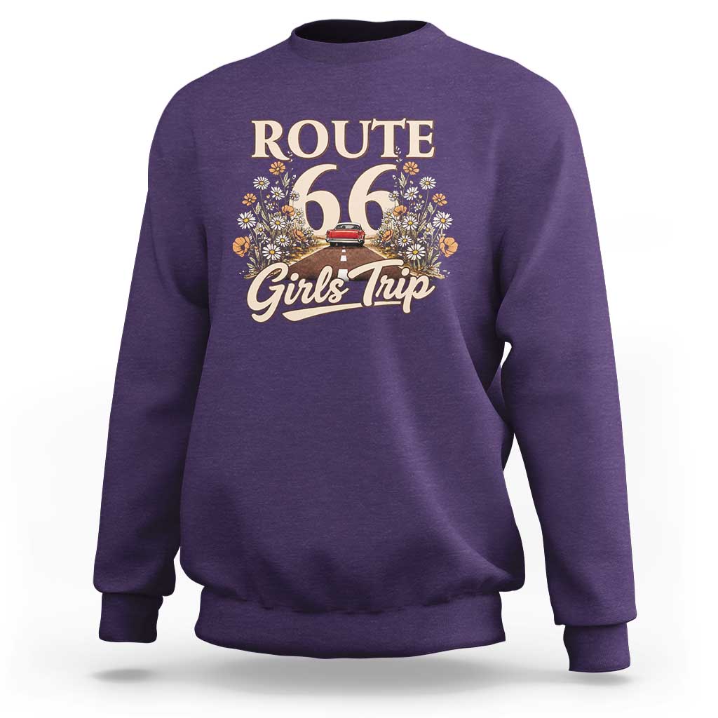 Retro Floral Route Highway 66 Girls Trip Road Trip Sweatshirt