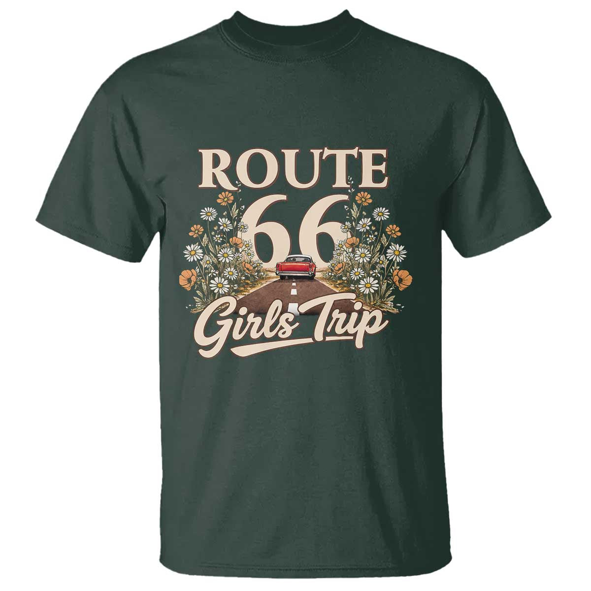 Retro Floral Route Highway 66 Girls Trip Road Trip T Shirt