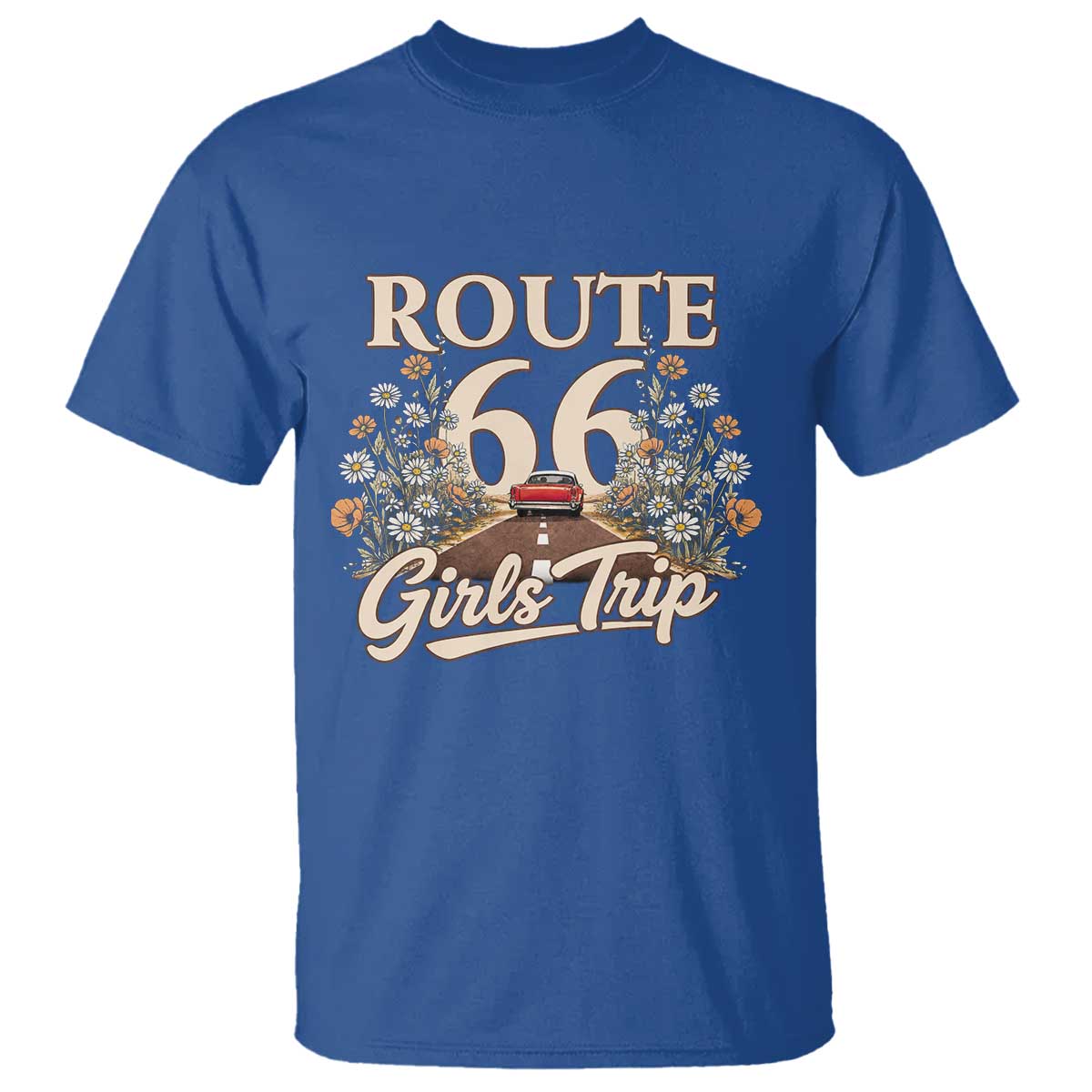 Retro Floral Route Highway 66 Girls Trip Road Trip T Shirt