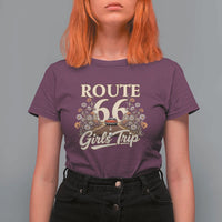 Retro Floral Route Highway 66 Girls Trip Road Trip T Shirt For Women