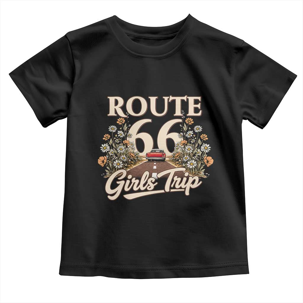 Retro Floral Route Highway 66 Girls Trip Road Trip Toddler T Shirt