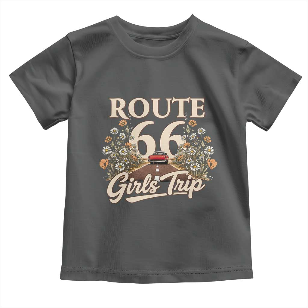 Retro Floral Route Highway 66 Girls Trip Road Trip Toddler T Shirt